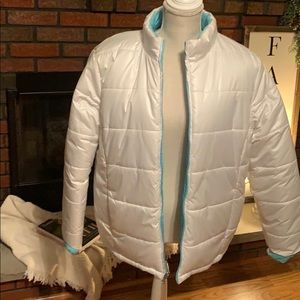 Women's Reversible White/Blue Puffer Jacket. Sz:XL